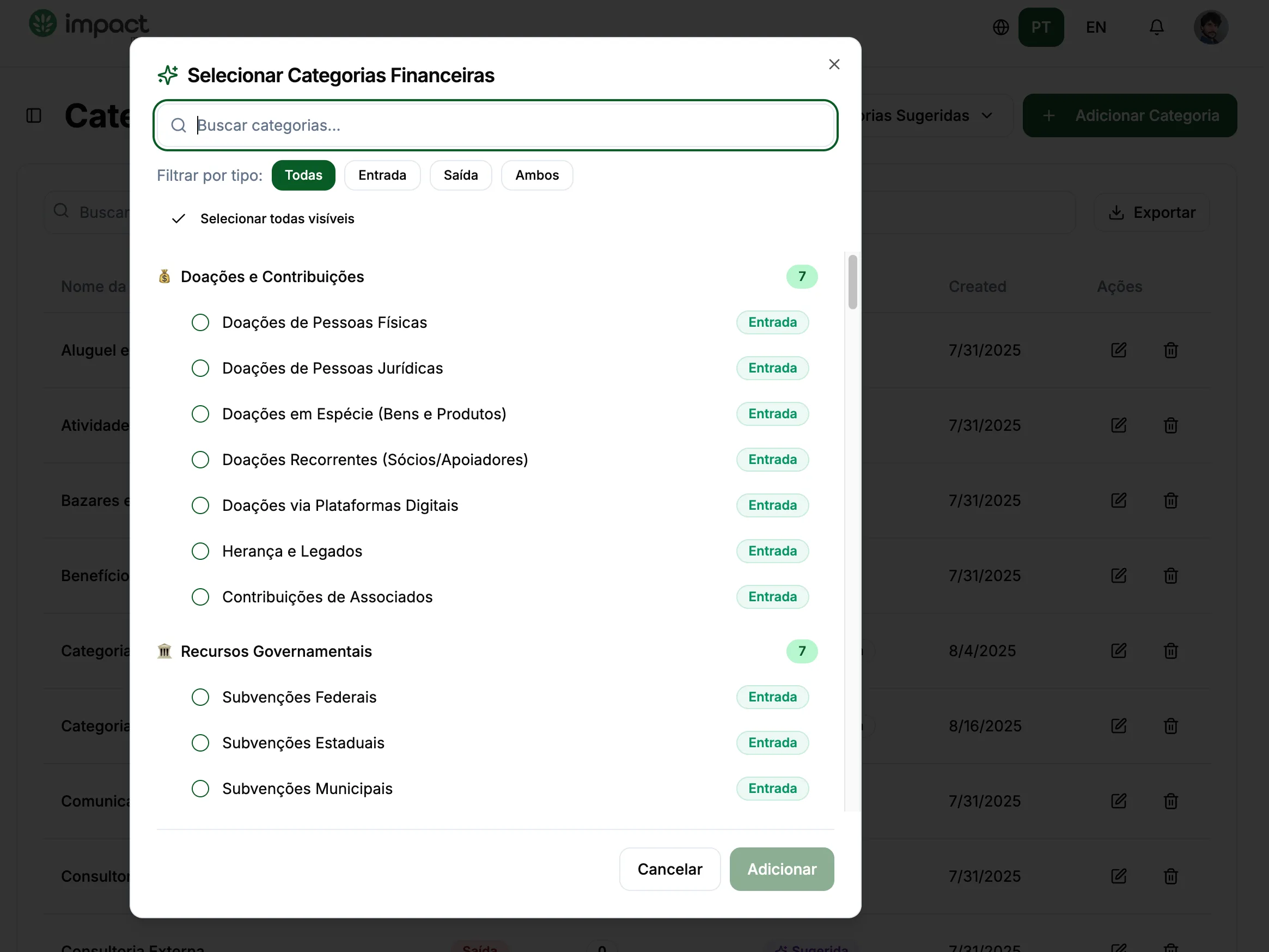 Categorias Personalizadas