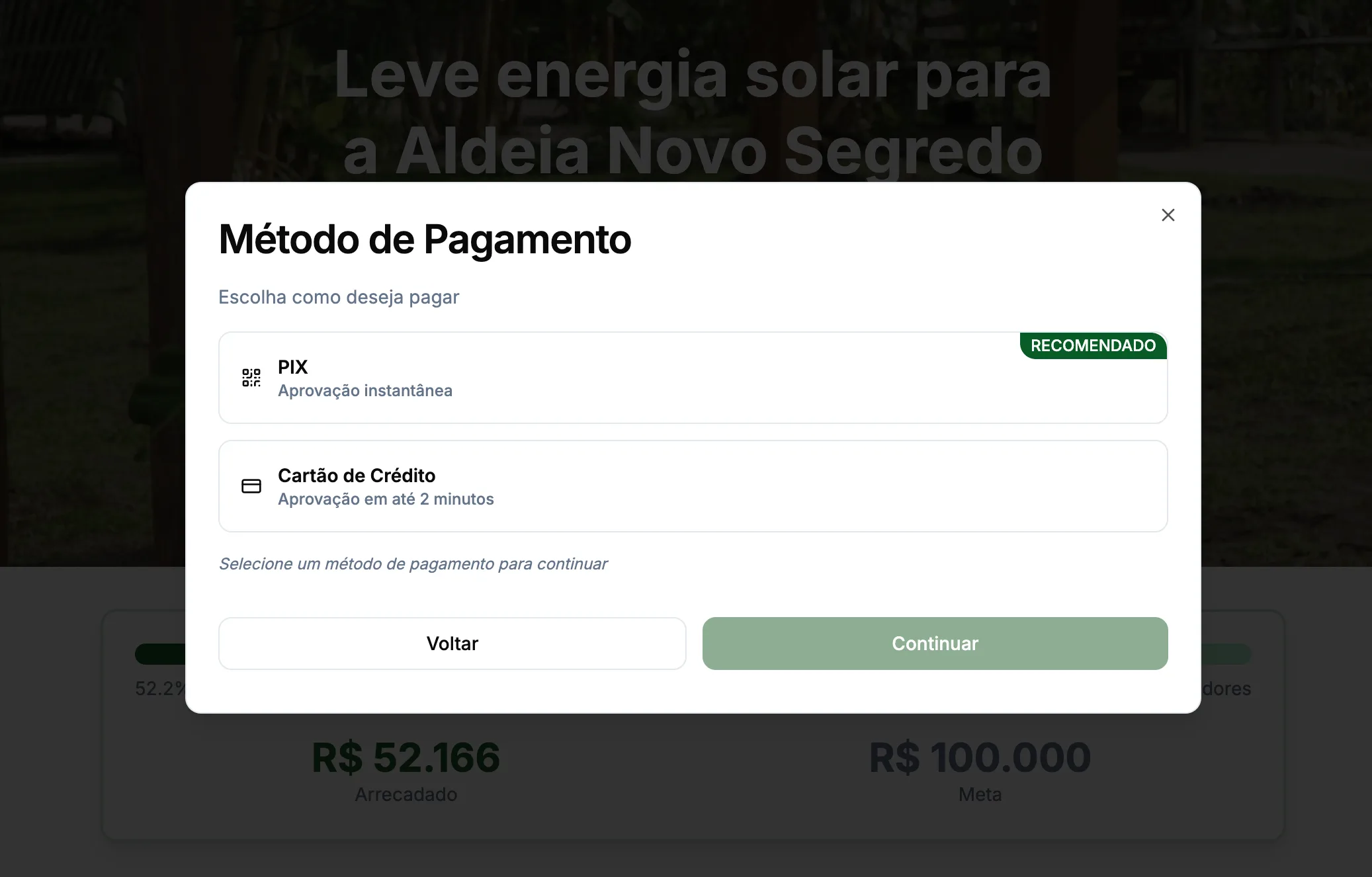 Checkout com Valores Sugeridos